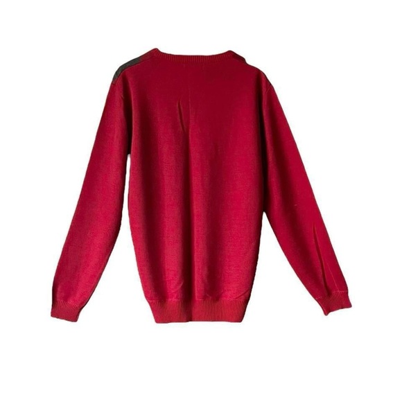 Vintage, dark, red and diamond Argyle academia, preppy sweater, size large - Picture 2 of 3